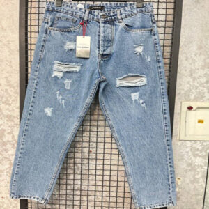 شلوار مام فیت آبی