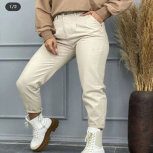 شلوار کتان مام فیت